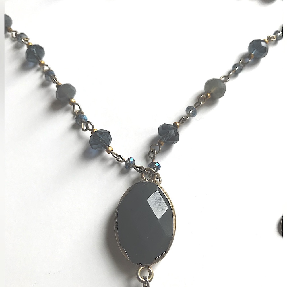 ⭐️💝 LIKE NEW long pendant necklace with large blue gem stones from Accessorize.